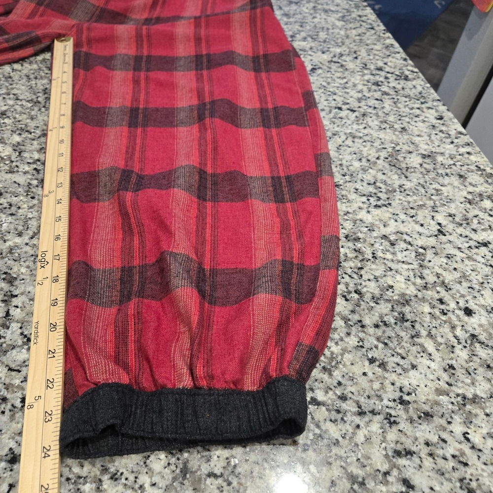 Prana Cabin Core Retrograde Plaid Jogger Pants Womens Large Red Black Cozy - Picture 6 of 8
